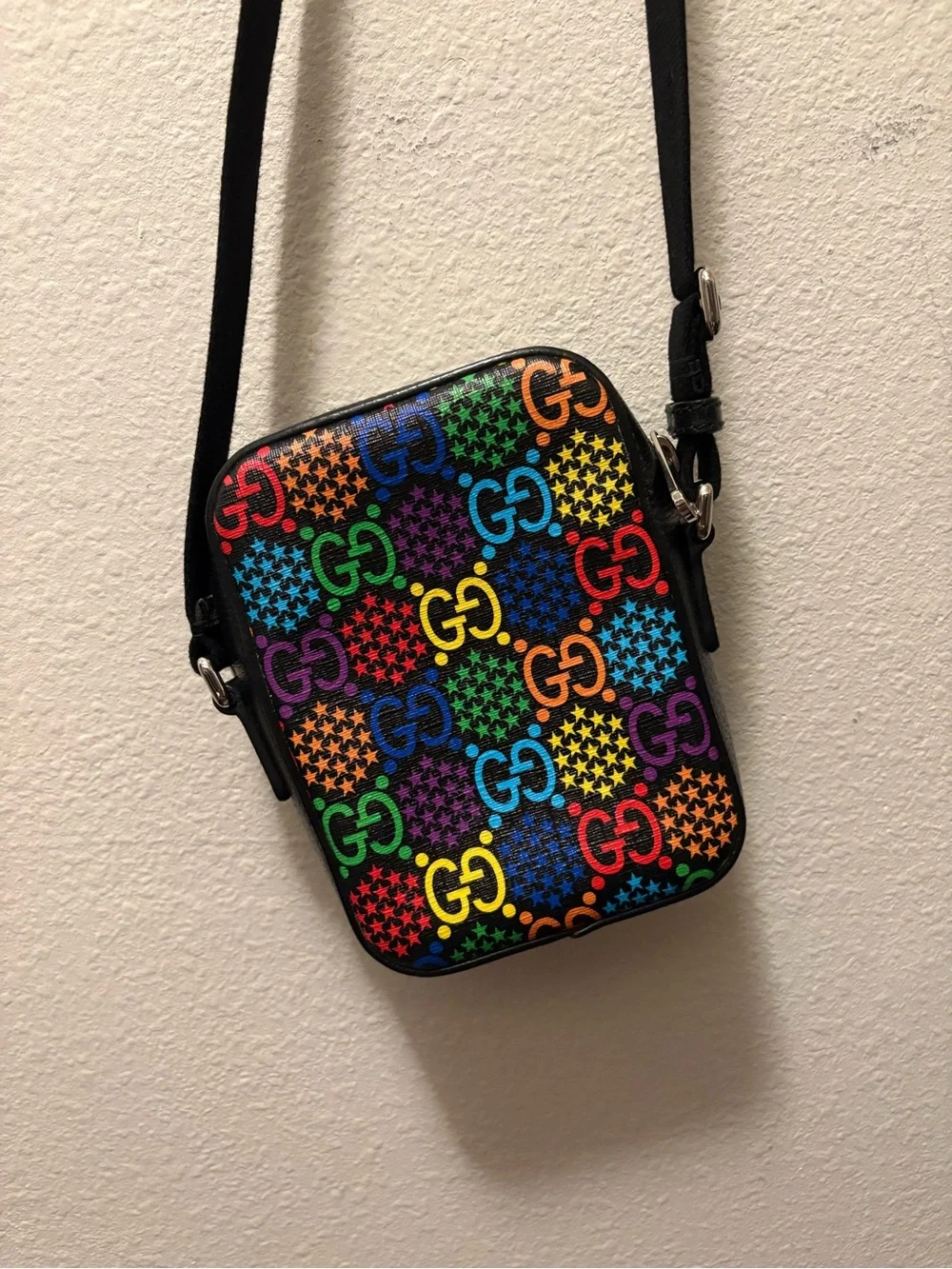 Gucci Black Multicolor GG Canvas Belt Bag